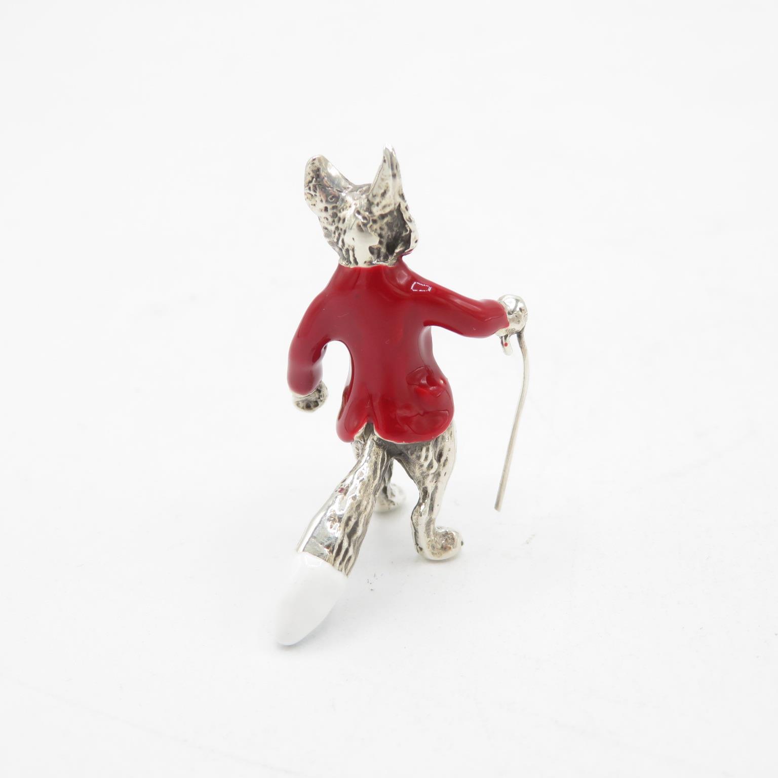 925 Sterling Silver HM Magnificent Mr. Fox silver and enamel character (12.6g) 35mm high in - Image 4 of 5