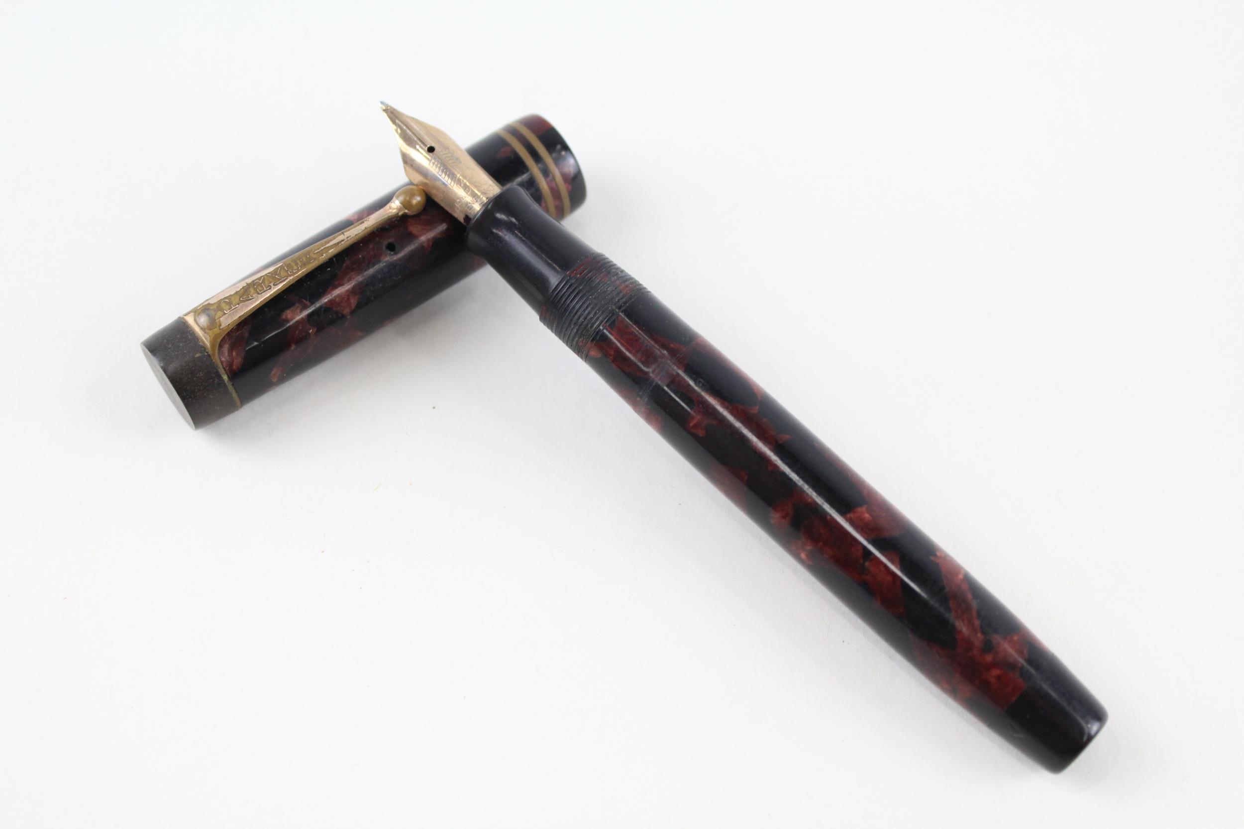 Vintage PARKER Duofold Burgundy w/ 14ct Gold Nib WRITING - Dip Tested & WRITING In vintage condition