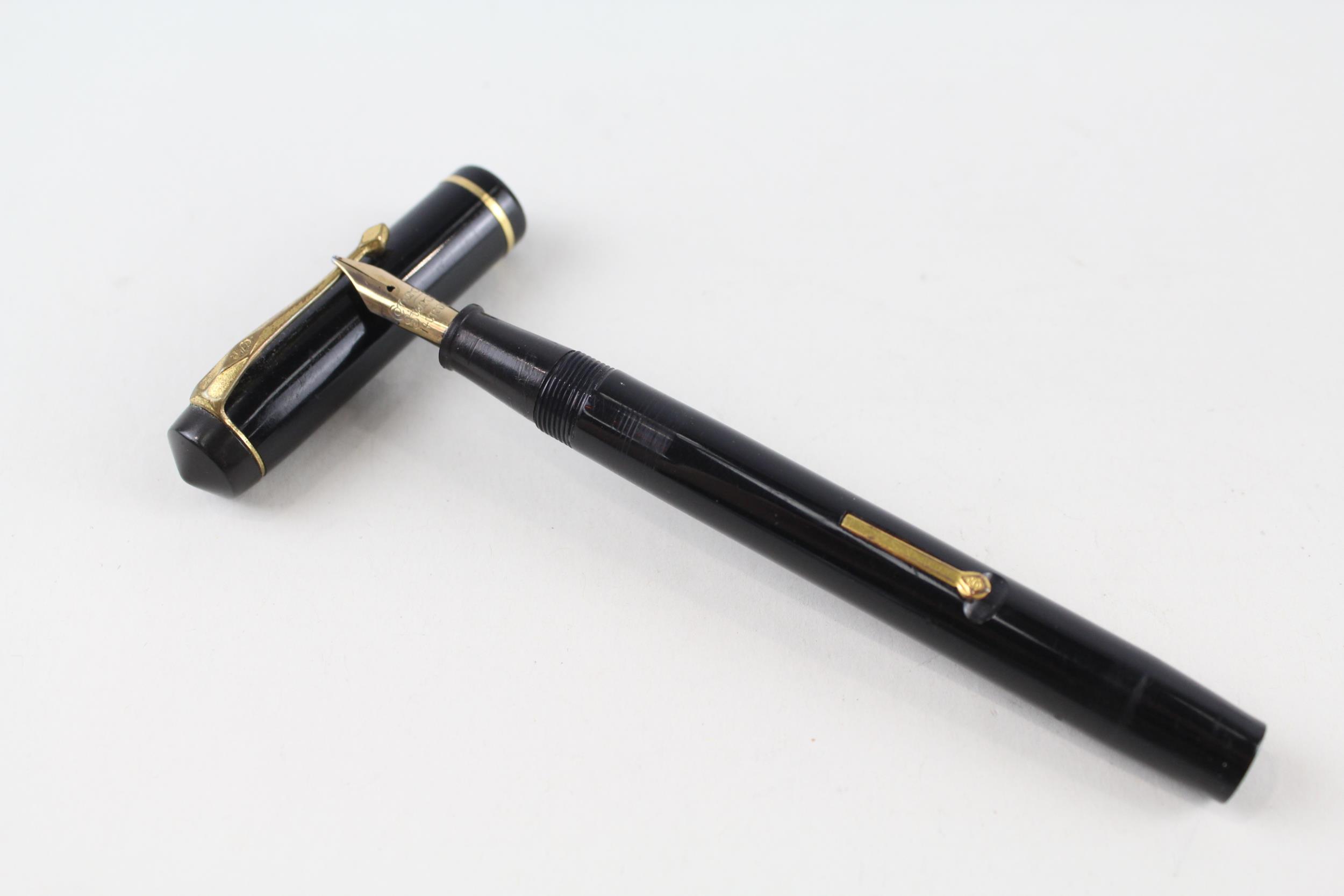 Vintage CONWAY STEWART No.286 Black Cased Fountain Pen w/ 14ct Gold Nib WRITING - Dip Tested &