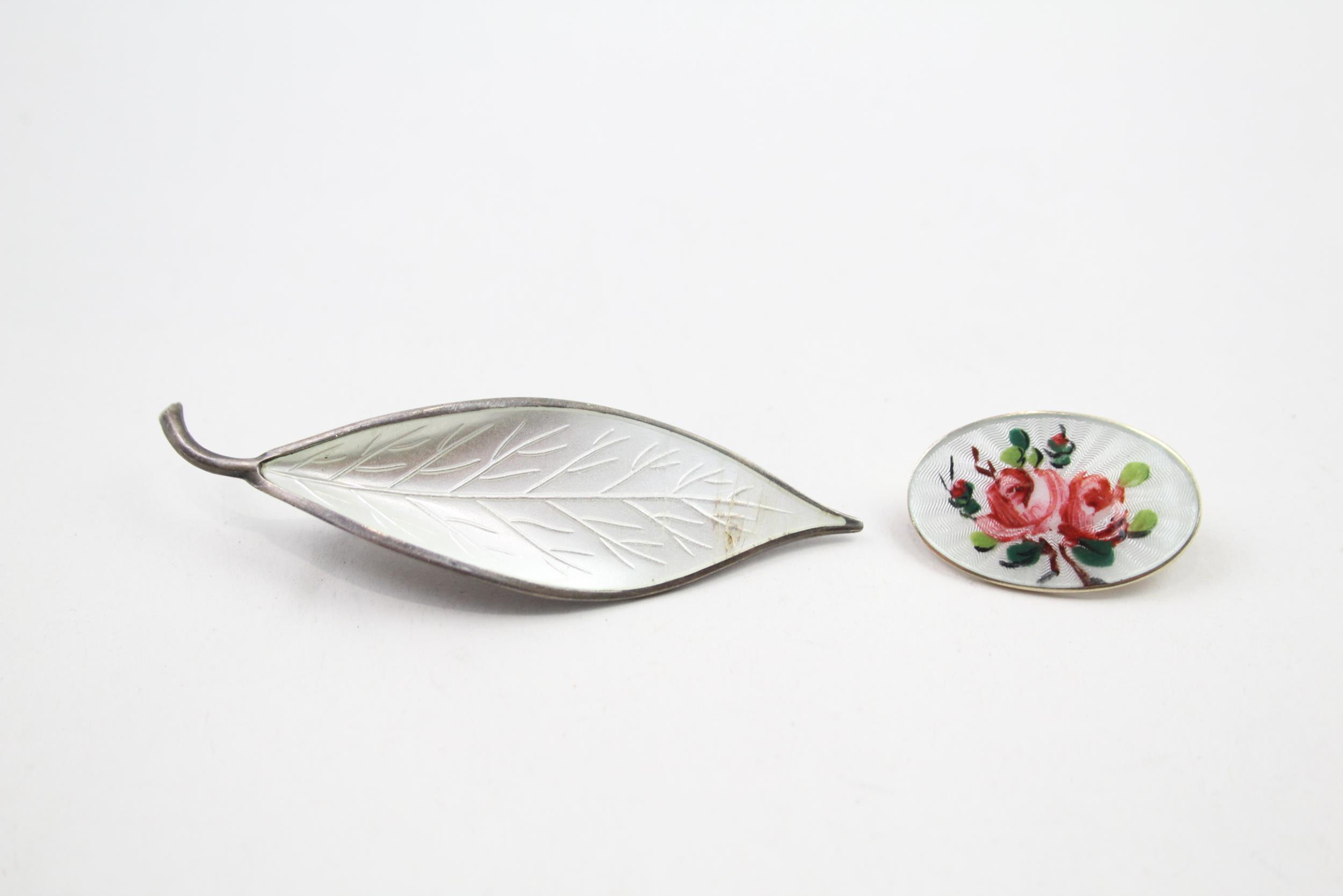 Two silver enamel brooches by David Anderson, Norway (13g)
