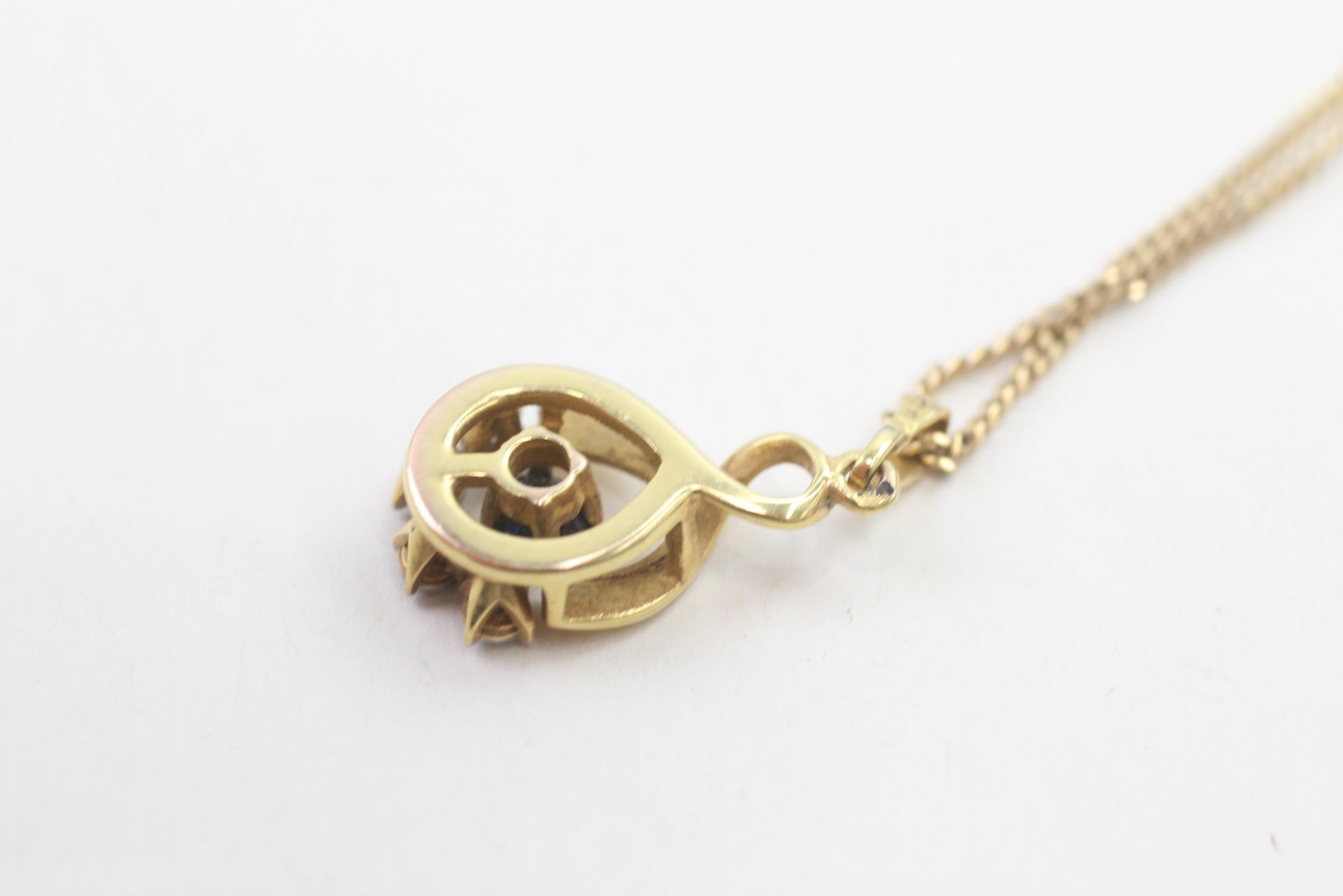 9ct gold sapphire & diamond pendant necklace (3.1g) - Image 5 of 5