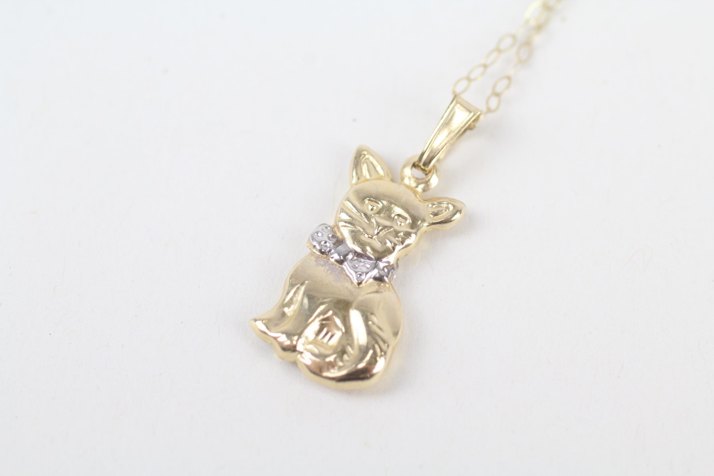 9ct gold cat pendant necklace - Image 4 of 4