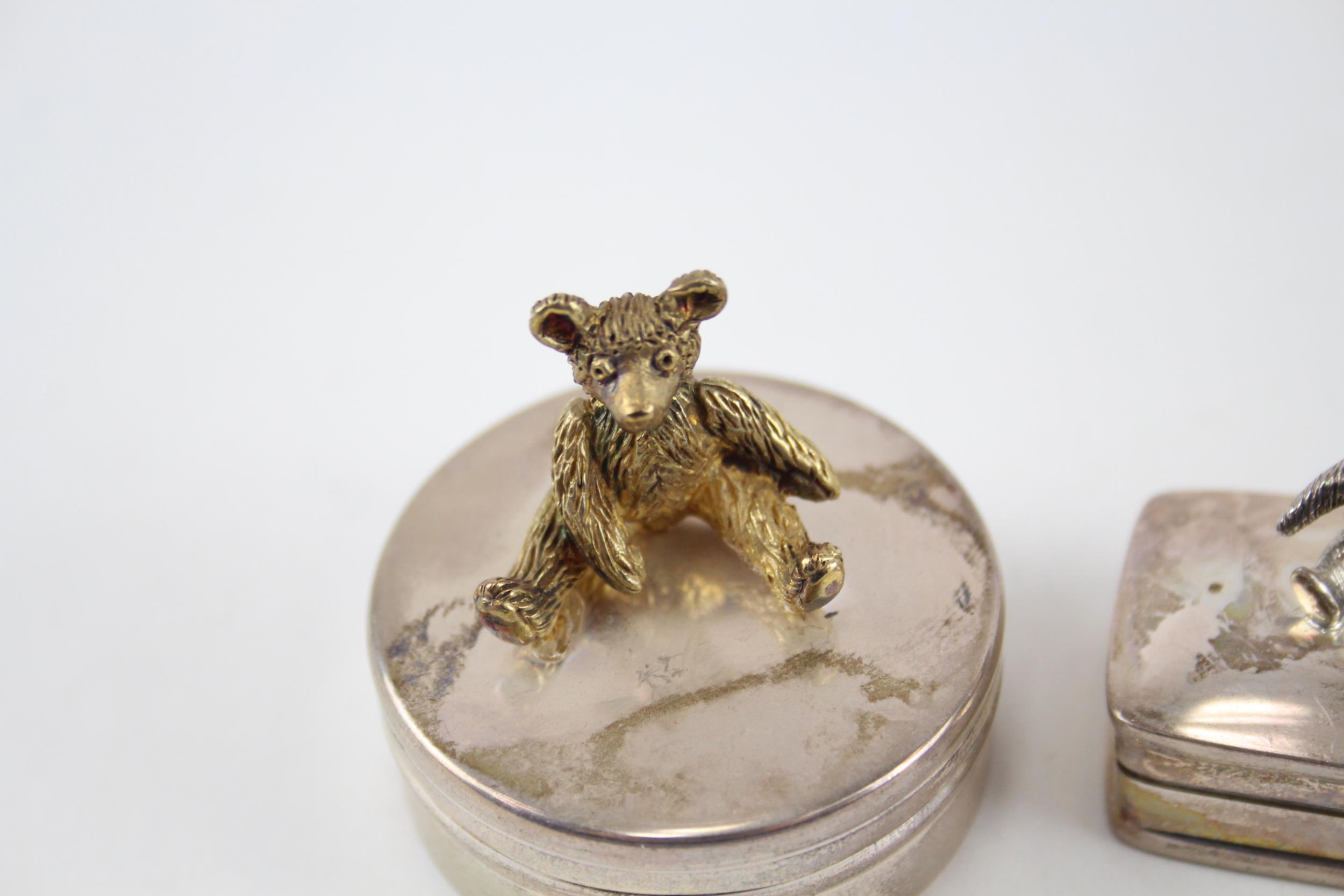 3 x Vintage .925 Sterling Silver Trinket Pill Boxes Inc Fairy, Teddy Bear (82g) - In vintage - Image 2 of 4