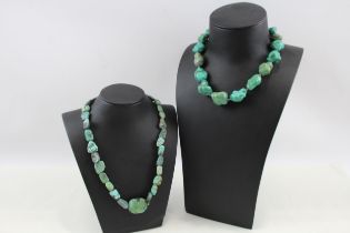 Two antique Turquoise necklaces, one has been restrung (205g)