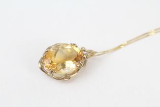 9ct gold oval citrine single stone pendant necklace