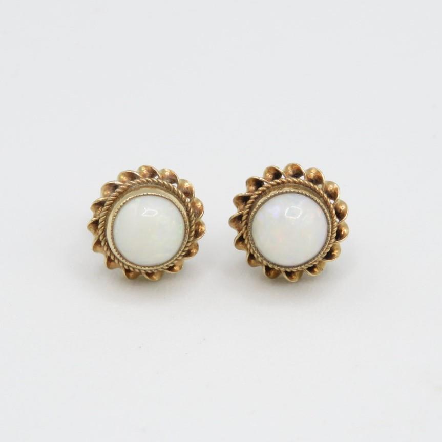 9ct gold round opal stud earrings