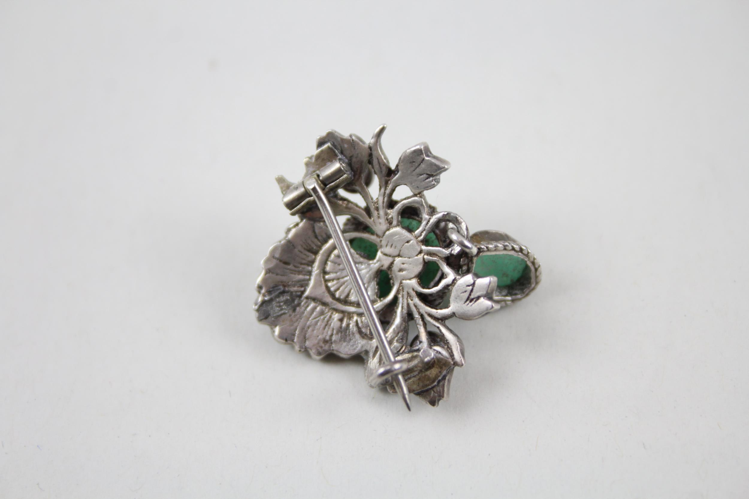 Silver Austro-Hungarian brooch set with gemstone and seed pearl (6g) - Image 8 of 9