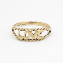 9ct gold 'love' openwork ring Size M 1/2 1.8 g