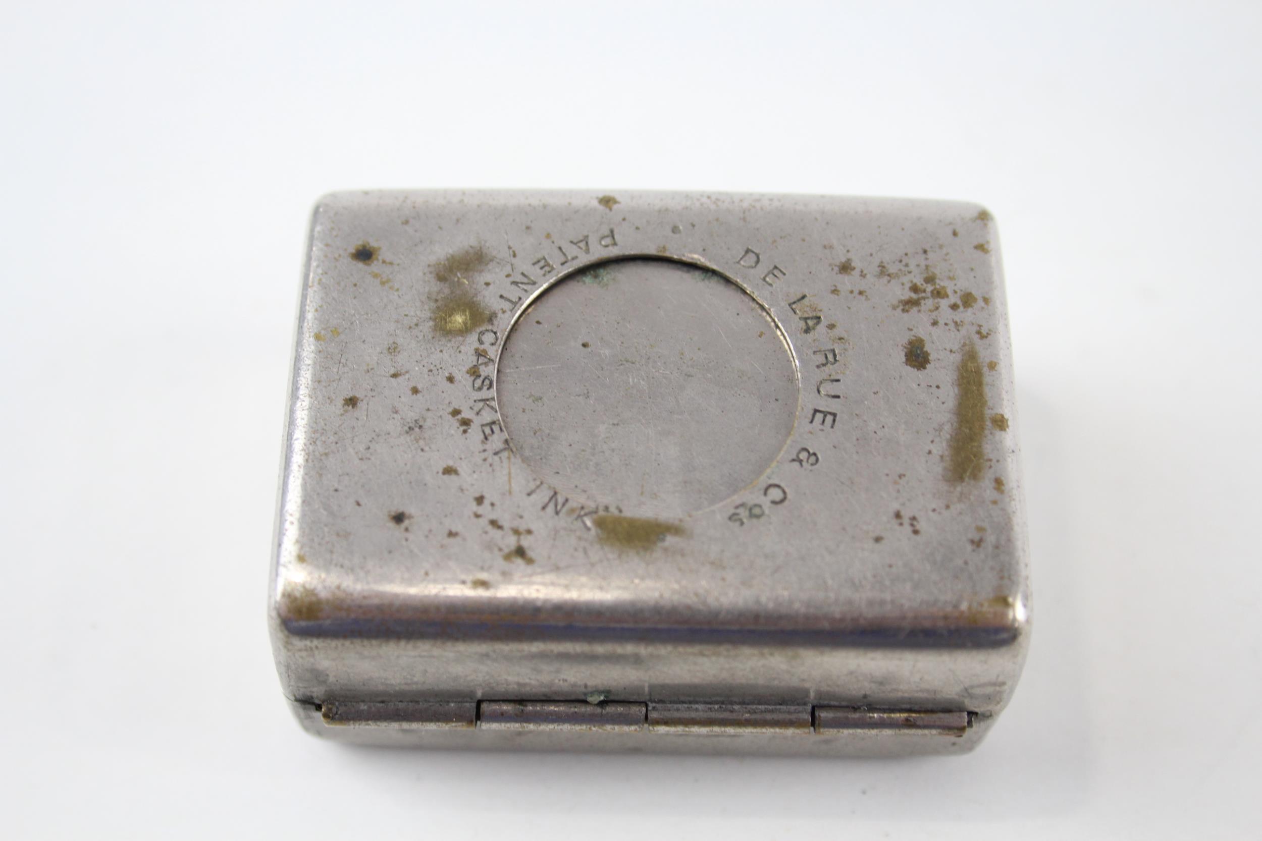 Antique Victorian DE LA RUE Ink Casket Travel Inkwell w/ Original Bottle - Height - 5.6cm In antique - Image 5 of 5