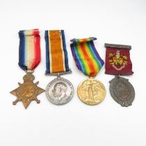 WWI 1914-15 Star trio Brighouse Gratitude medal named 26138 Dvr E White RFA - RA -