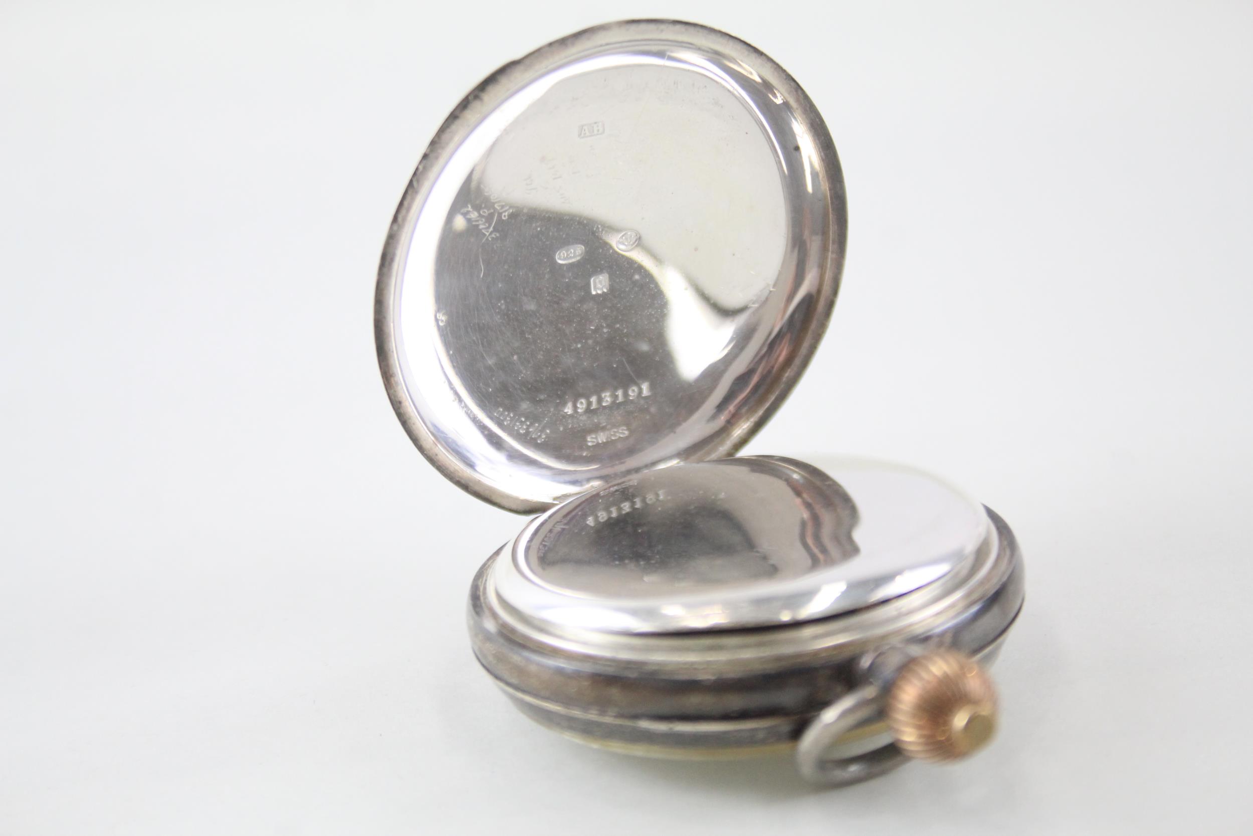 Sterling Silver Vintage Up Down Chronograph Stop Watch Hand-wind WORKING - Sterling Silver Vintage - Image 5 of 6