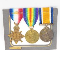 WWI 1914 Mons star trio and clasp named CMT-2532 Pte. R. Aird A.S.C. M- 272829 on pair -