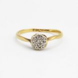 18ct gold old cut diamond cluster ring Size K 1.3 g
