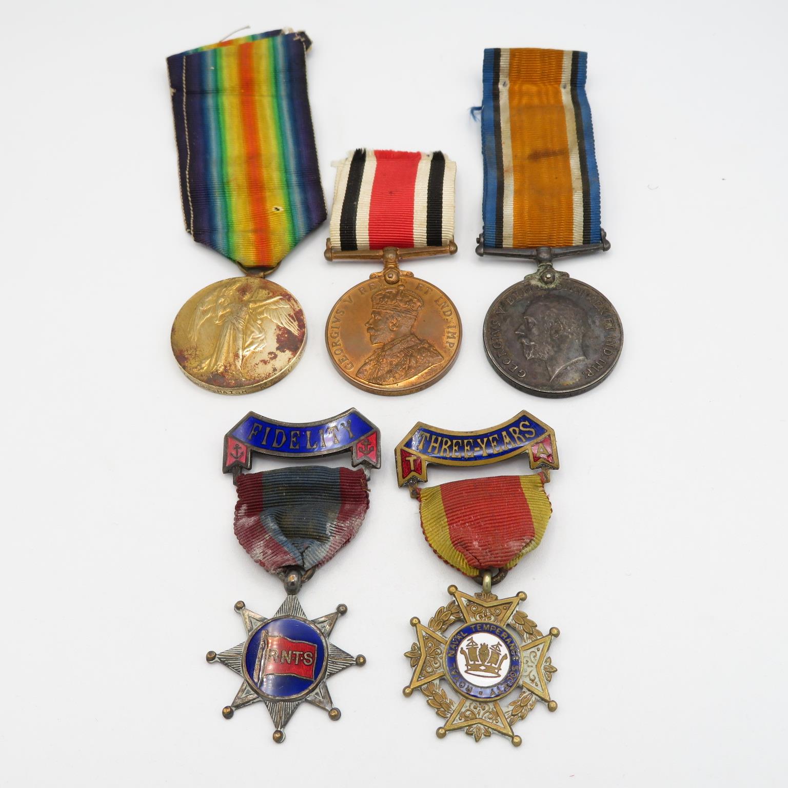 5x WWI GV medals inc. WWI pair to R-20457 Pts WS Haigh K.R.R.C. Special Constabulary Henry Barker -