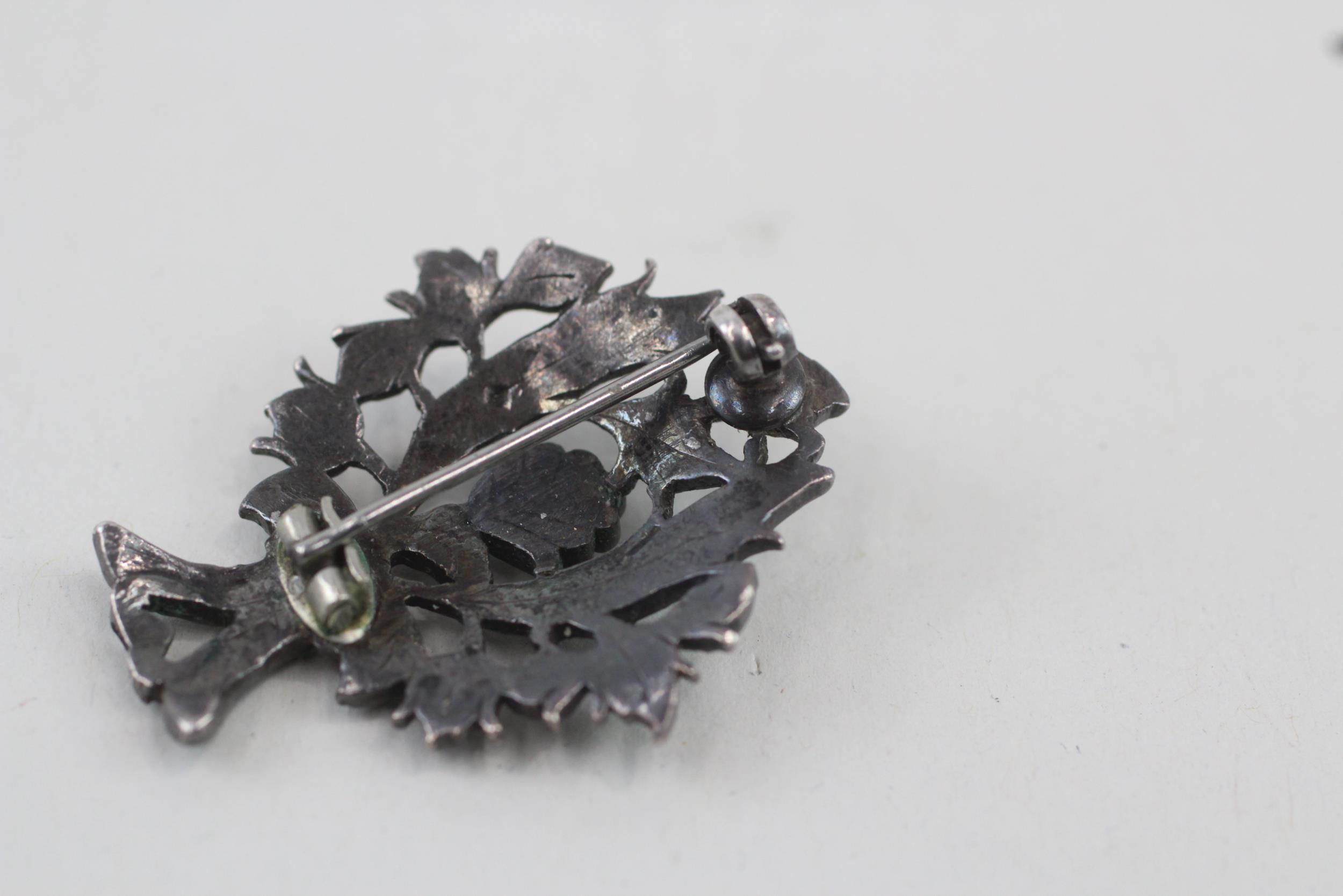 Silver 19th century Iberian old cut gemstone brooch (7g) - Image 8 of 8