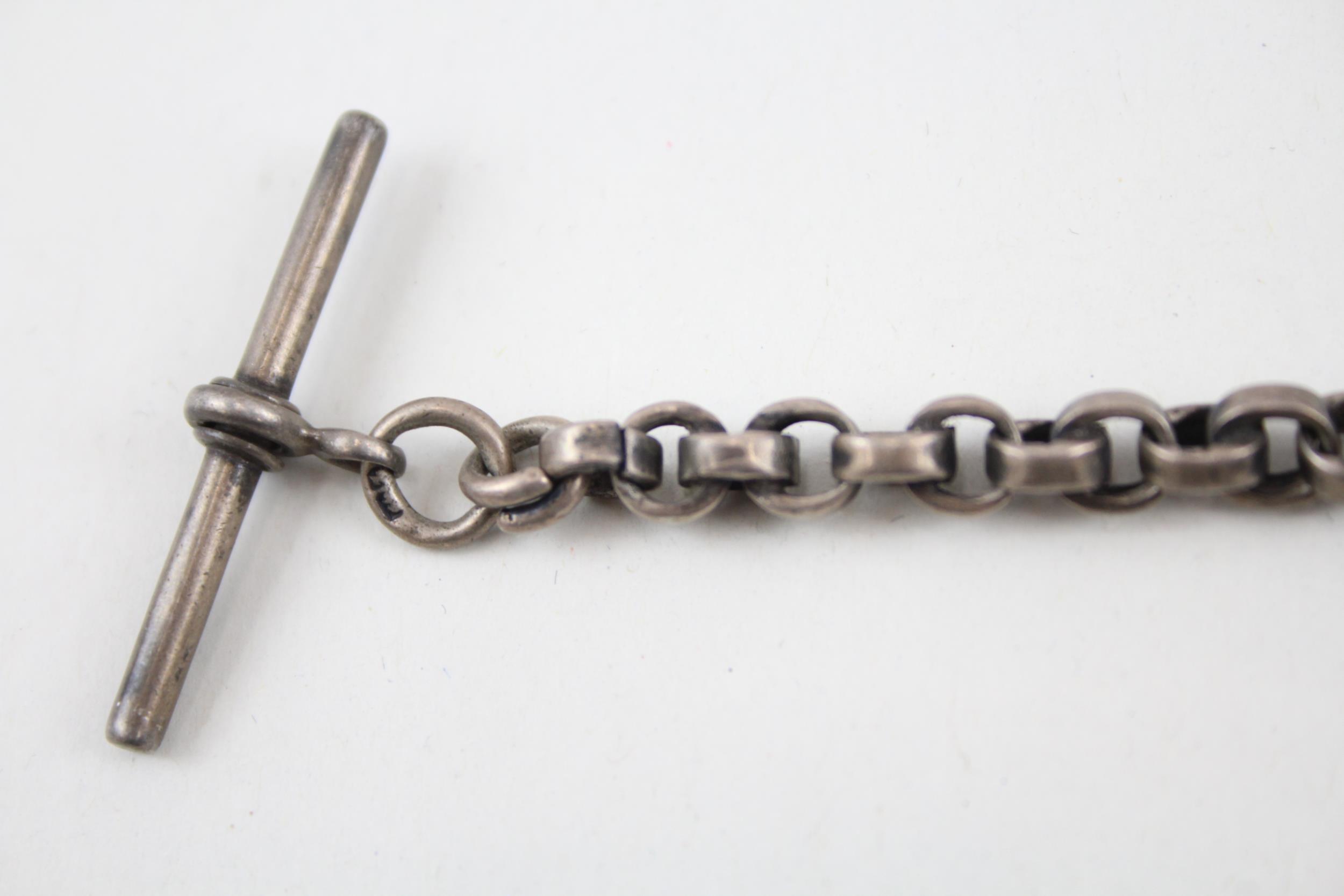 Silver antique watch chain with fob (40g) - Image 6 of 7