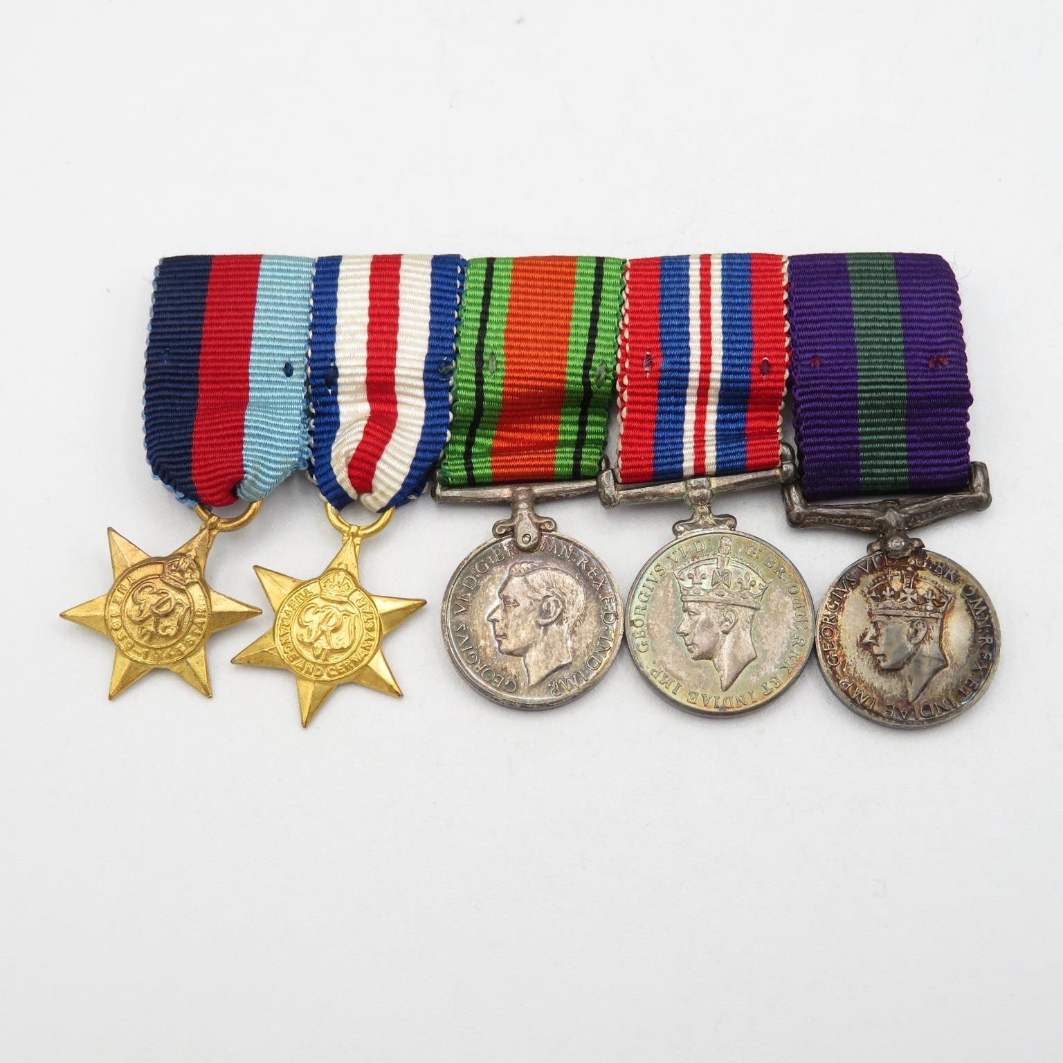 WWII mounted medal group inc. full size and miniature + Regimental tie and Royal Engineers Cap Badge - Image 8 of 14