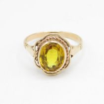 9ct gold yellow gemstone single stone ring Size Q