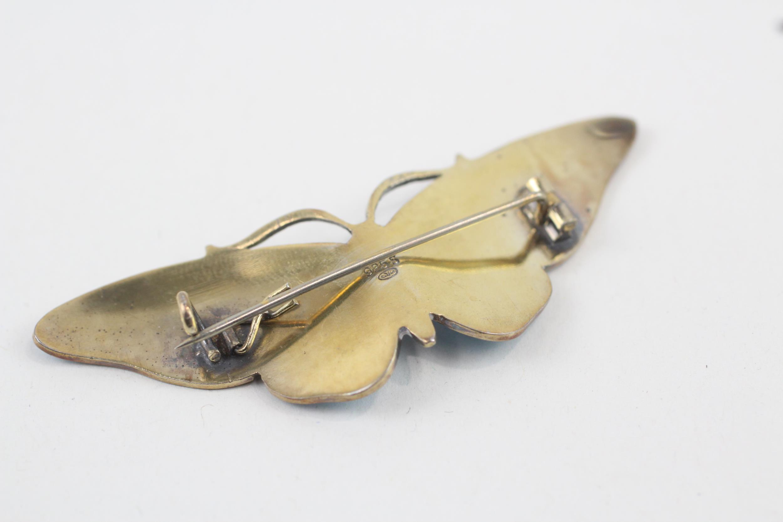 Silver enamel butterfly brooch by Gustav Hellstrom (13g) - Image 11 of 13