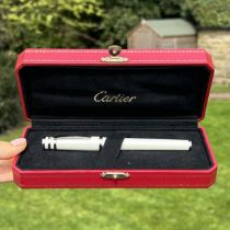CARTIER Trinity De Cartier White Lacquer Rollerball Pen In Original Box - 064123 - UNTESTED In