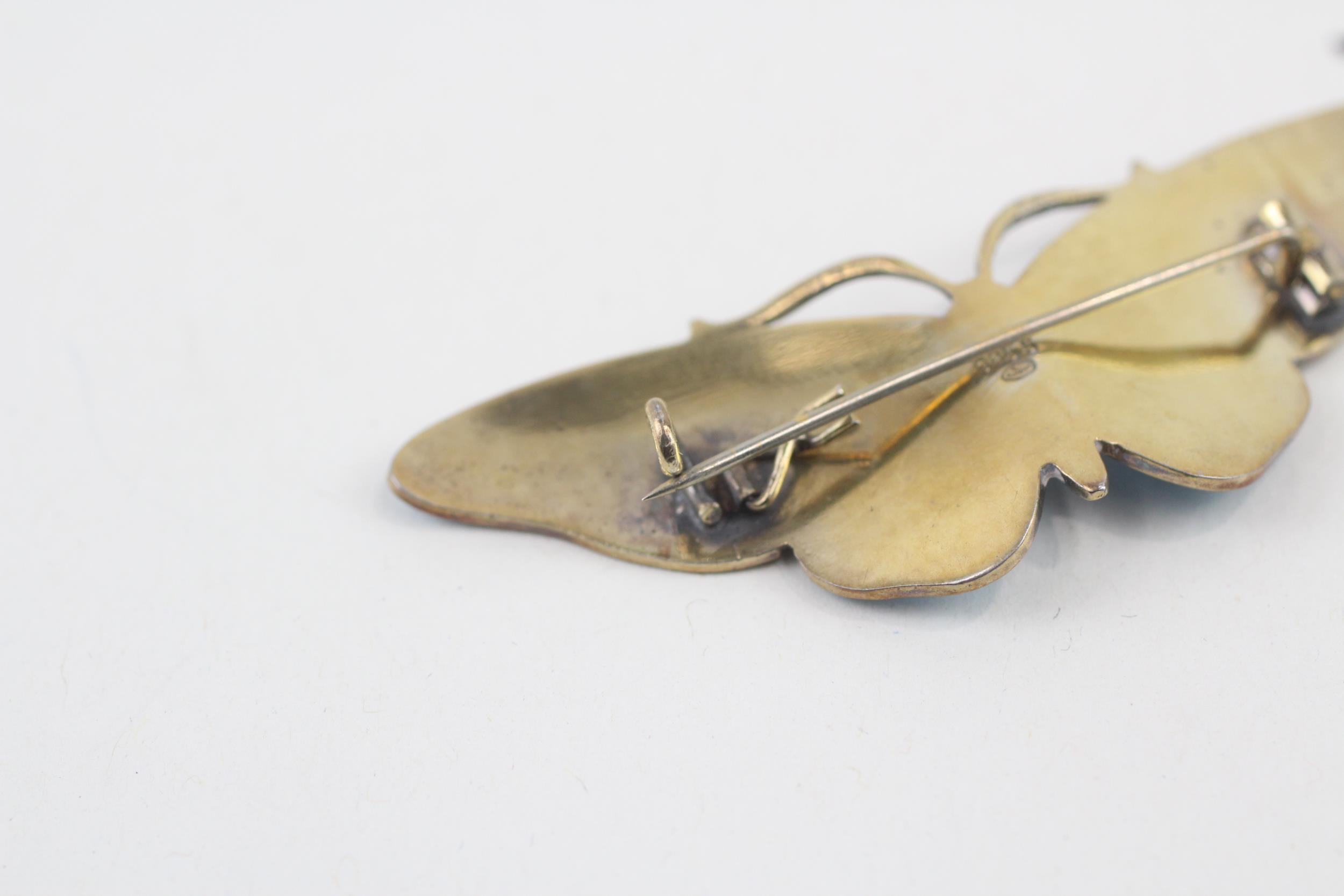 Silver enamel butterfly brooch by Gustav Hellstrom (13g) - Image 10 of 13