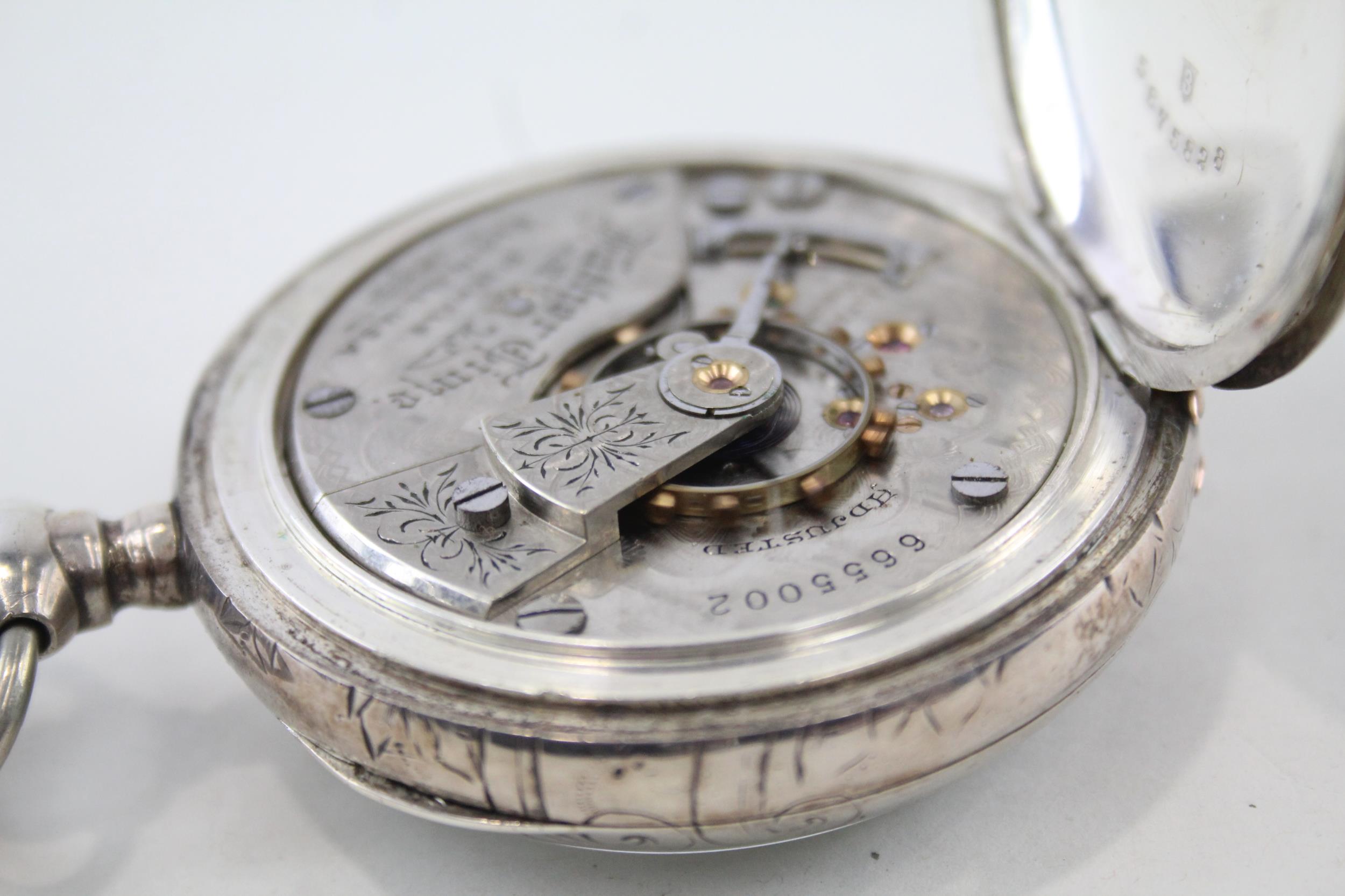 ELGIN Sterling Silver Vintage Railway Style Pocket Watch Hand-wind WORKING - ELGIN Sterling Silver - Image 5 of 8