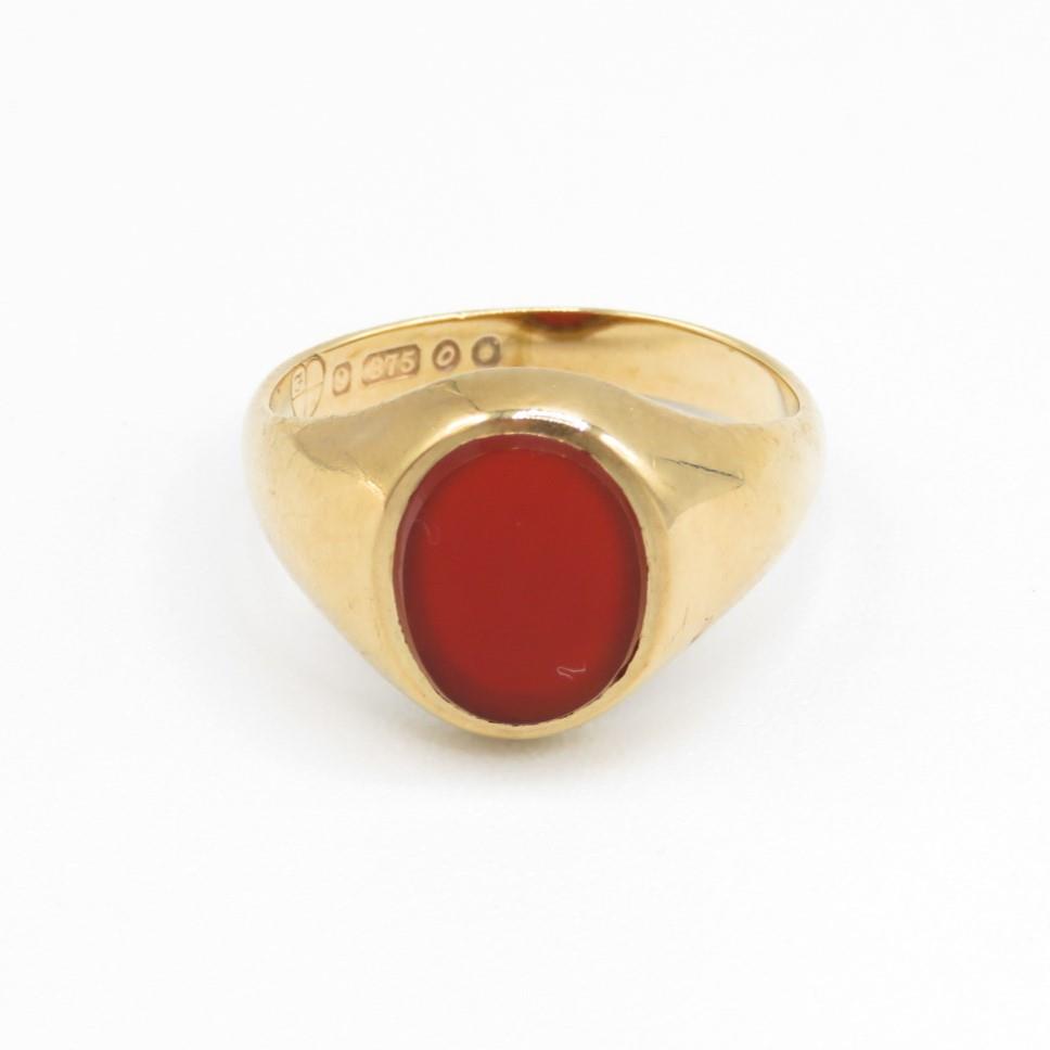 9ct oval carnelian signet ring Size K 2.8 g - Image 5 of 9