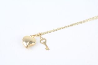 9ct gold heart & key pendant necklace