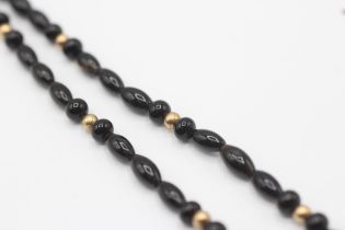 9ct gold clasp onyx single strand necklace with gold spacers
