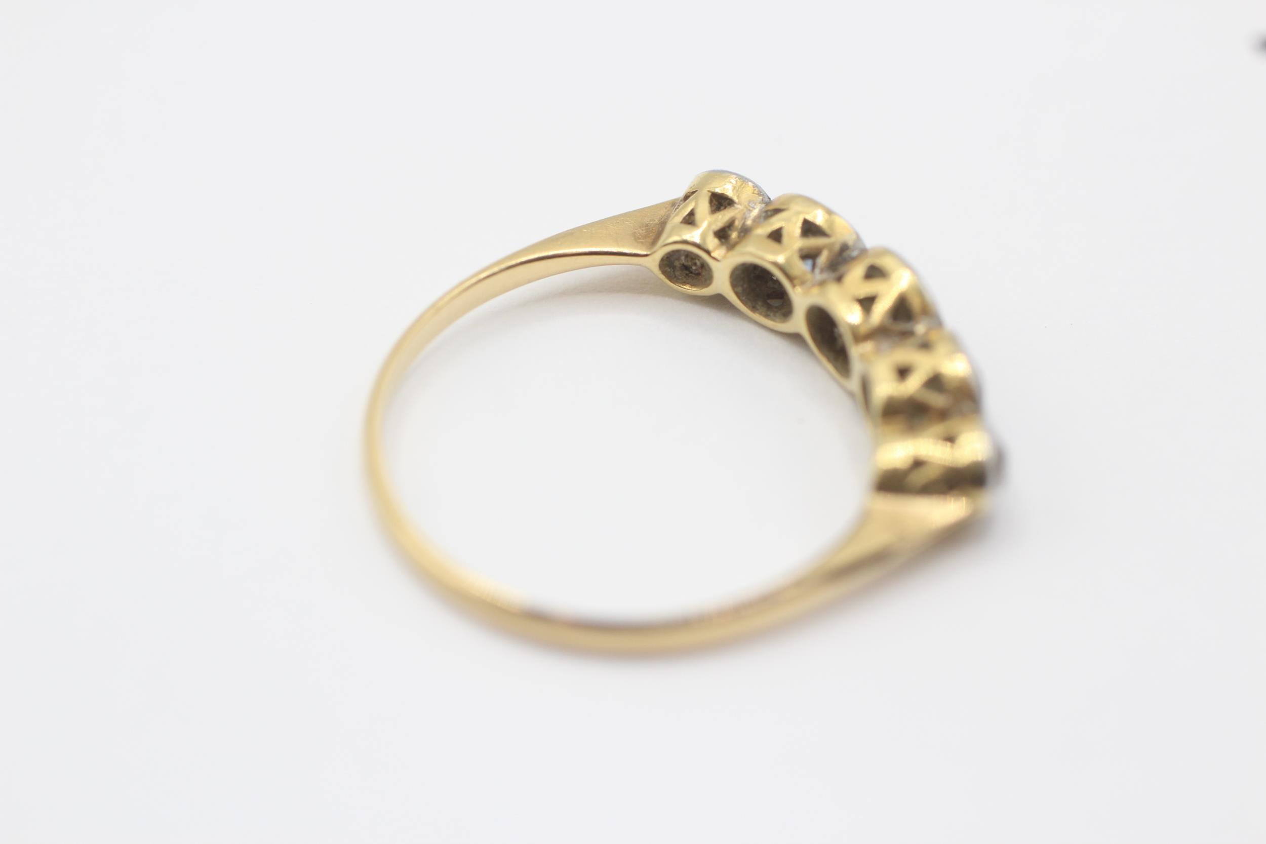 18ct gold & platinum sapphire & white gemstone five stone ring Size N 2.2 g - Image 5 of 6
