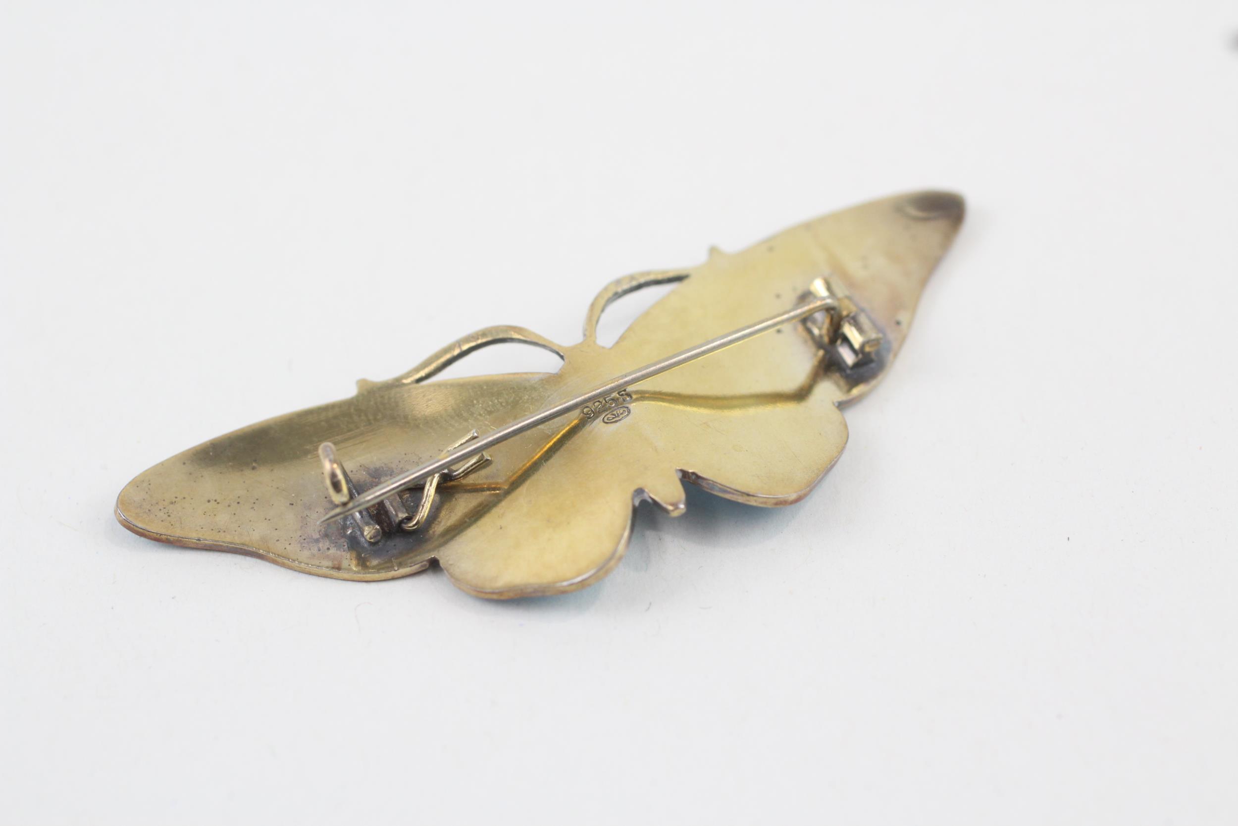 Silver enamel butterfly brooch by Gustav Hellstrom (13g) - Image 9 of 13