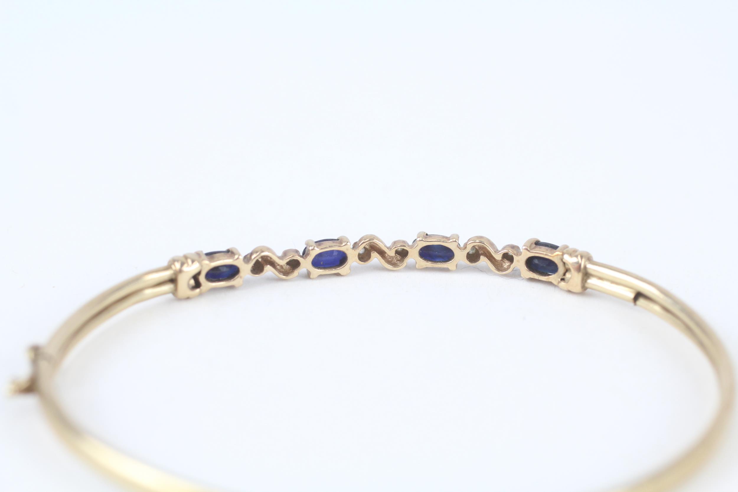 9ct gold sapphire and diamond set bangle - Image 5 of 5