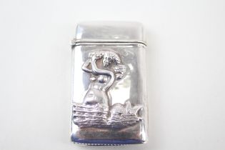 Vintage Stamped .925 Sterling Silver Mermaid Vesta / Match Case (25g) - Dimensions - 4cm(w) x 6.