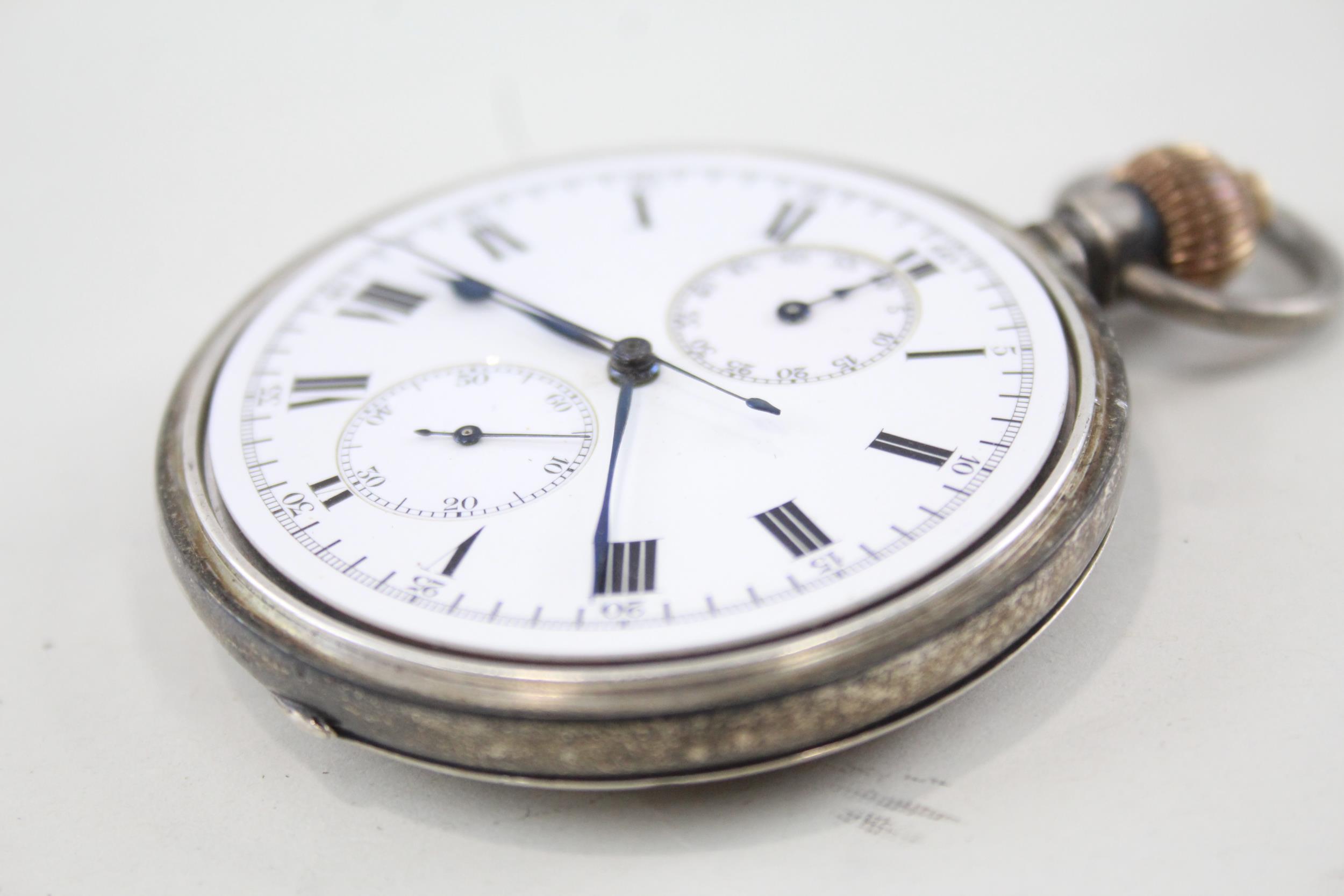 Sterling Silver Vintage Up Down Chronograph Stop Watch Hand-wind WORKING - Sterling Silver Vintage - Image 6 of 6