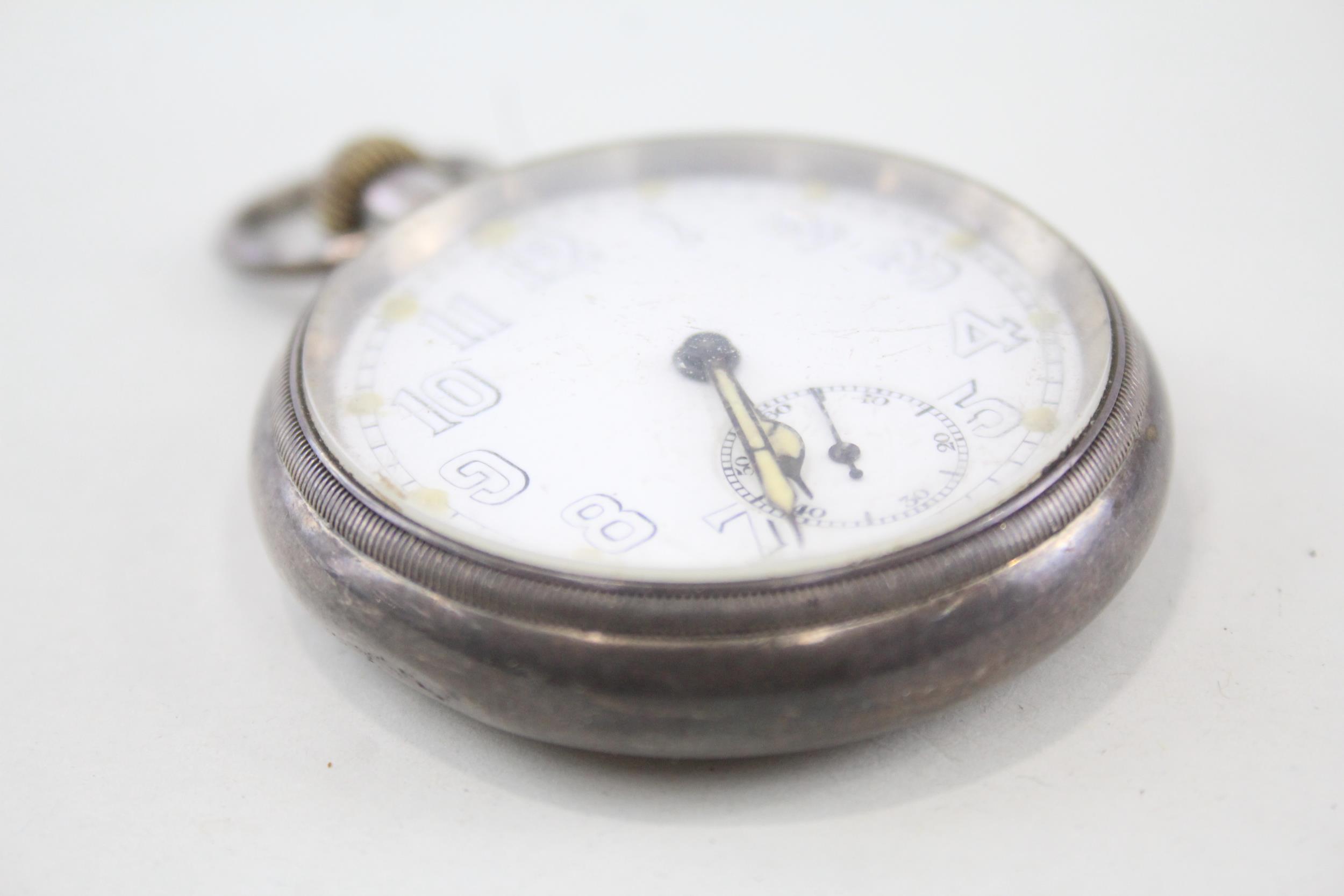 Sterling Silver Vintage Military Style Pocket Watch Hand-wind WORKING - Sterling Silver Vintage - Image 3 of 4