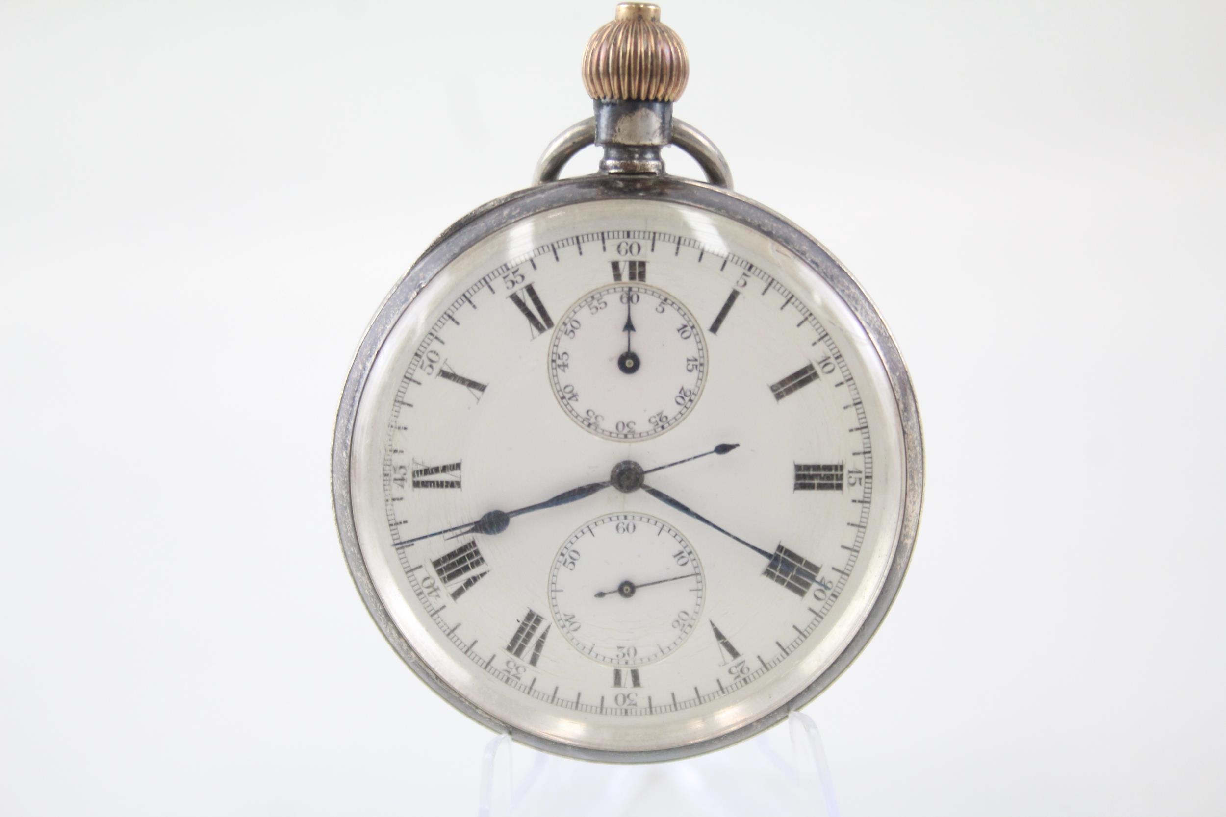 Sterling Silver Vintage Up Down Chronograph Stop Watch Hand-wind WORKING - Sterling Silver Vintage