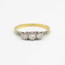 18ct gold vintage diamond three stone ring Size N