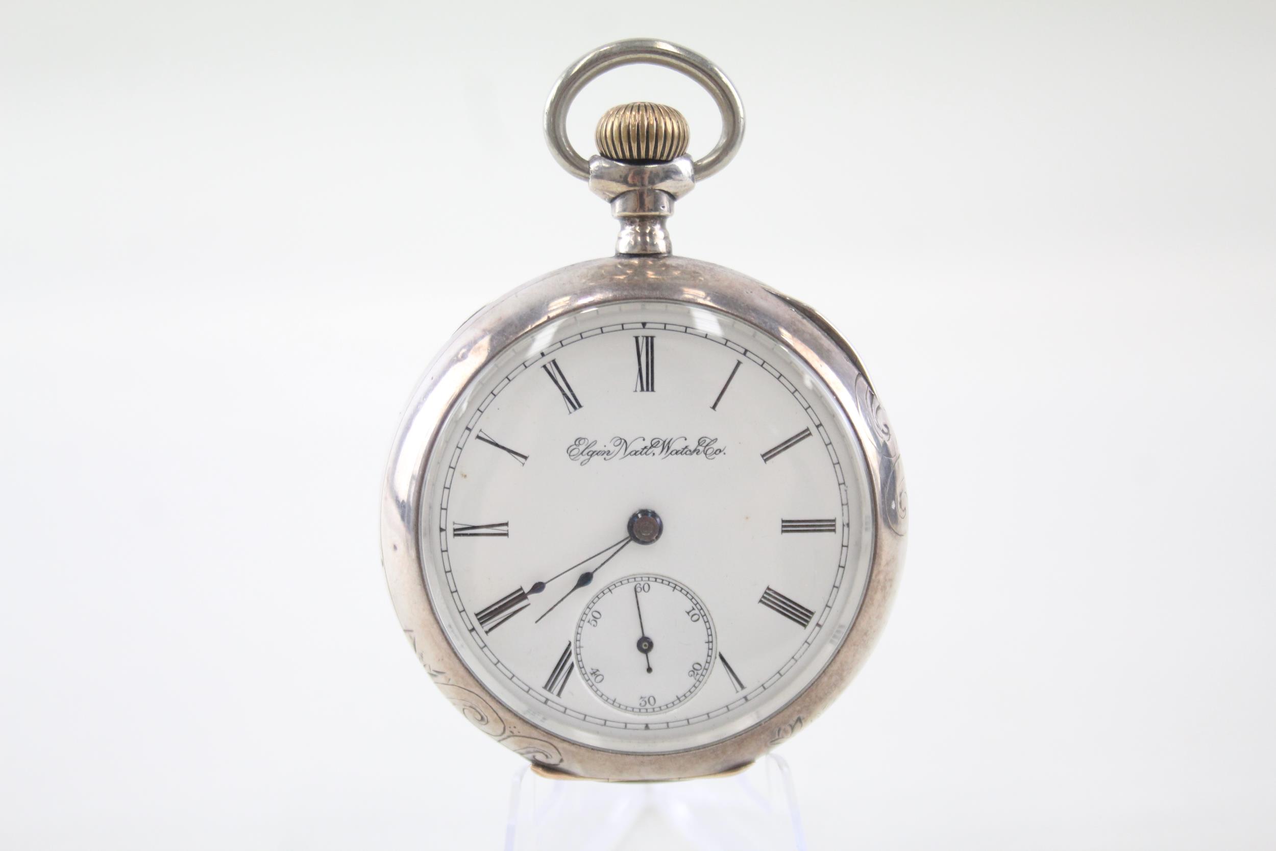 ELGIN Sterling Silver Vintage Railway Style Pocket Watch Hand-wind WORKING - ELGIN Sterling Silver