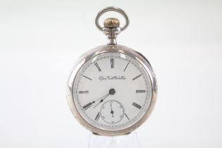 ELGIN Sterling Silver Vintage Railway Style Pocket Watch Hand-wind WORKING - ELGIN Sterling Silver