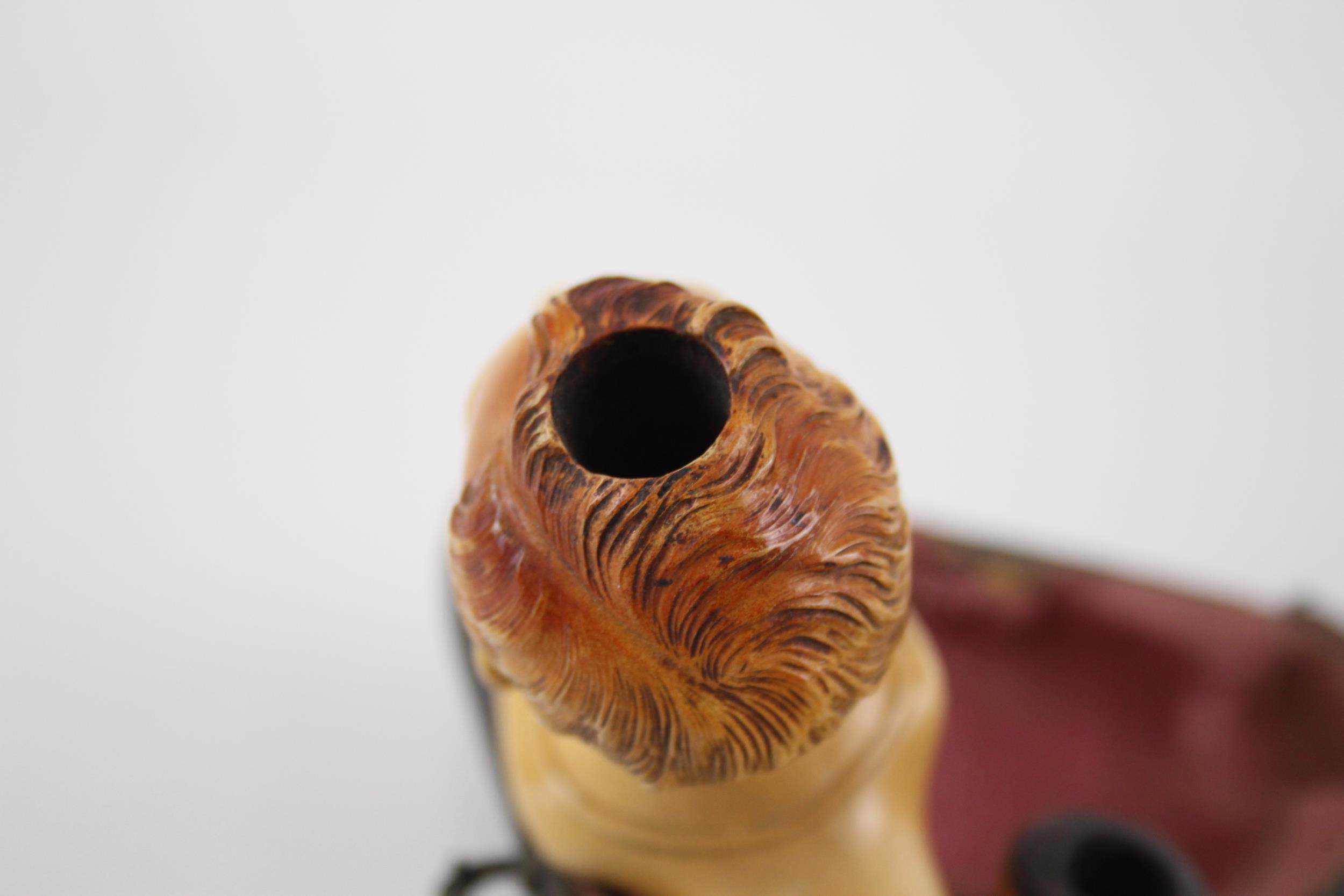 Antique Carved Meerschaum Tobacco /Cheroot Smoking Pipe Of Man w/ Mustache - In Original Fitted Case - Image 5 of 5