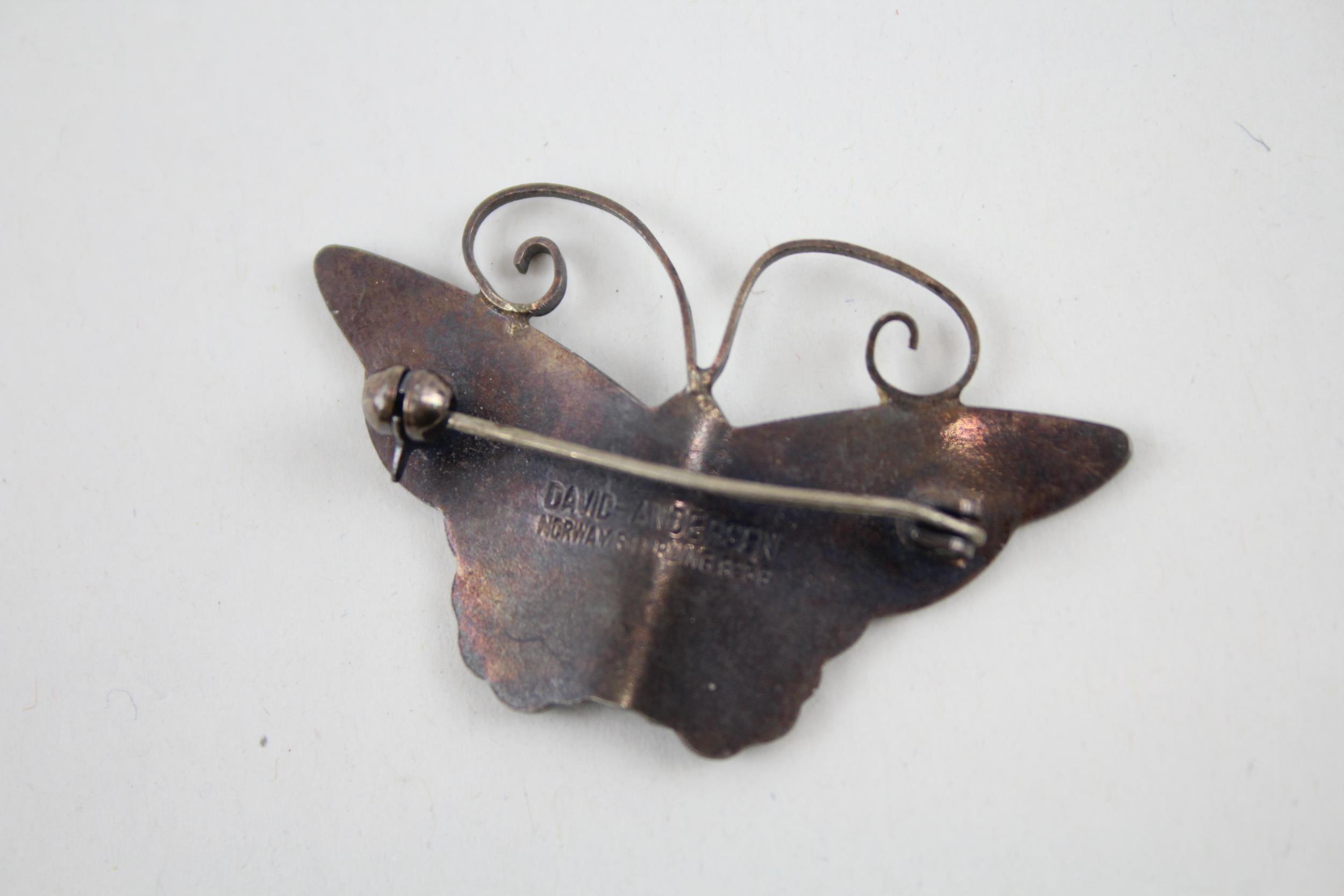 Silver enamel butterfly brooch by David Anderson (7g) - Image 4 of 5