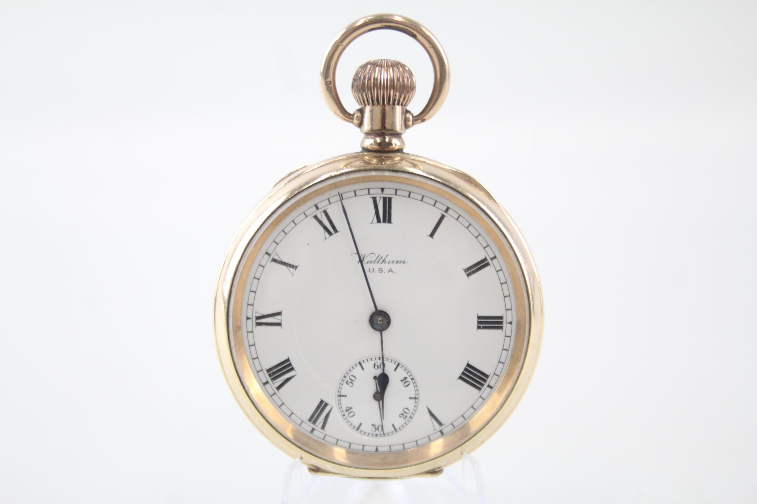 WALTHAM Gents Rolled Gold Open Face Pocket Watch Hand-wind WORKING - WALTHAM Gents Rolled Gold