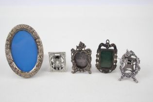 5 x Vintage HM .925 Sterling Silver Miniature / Small Photograph Frames (63g) - In vintage condition