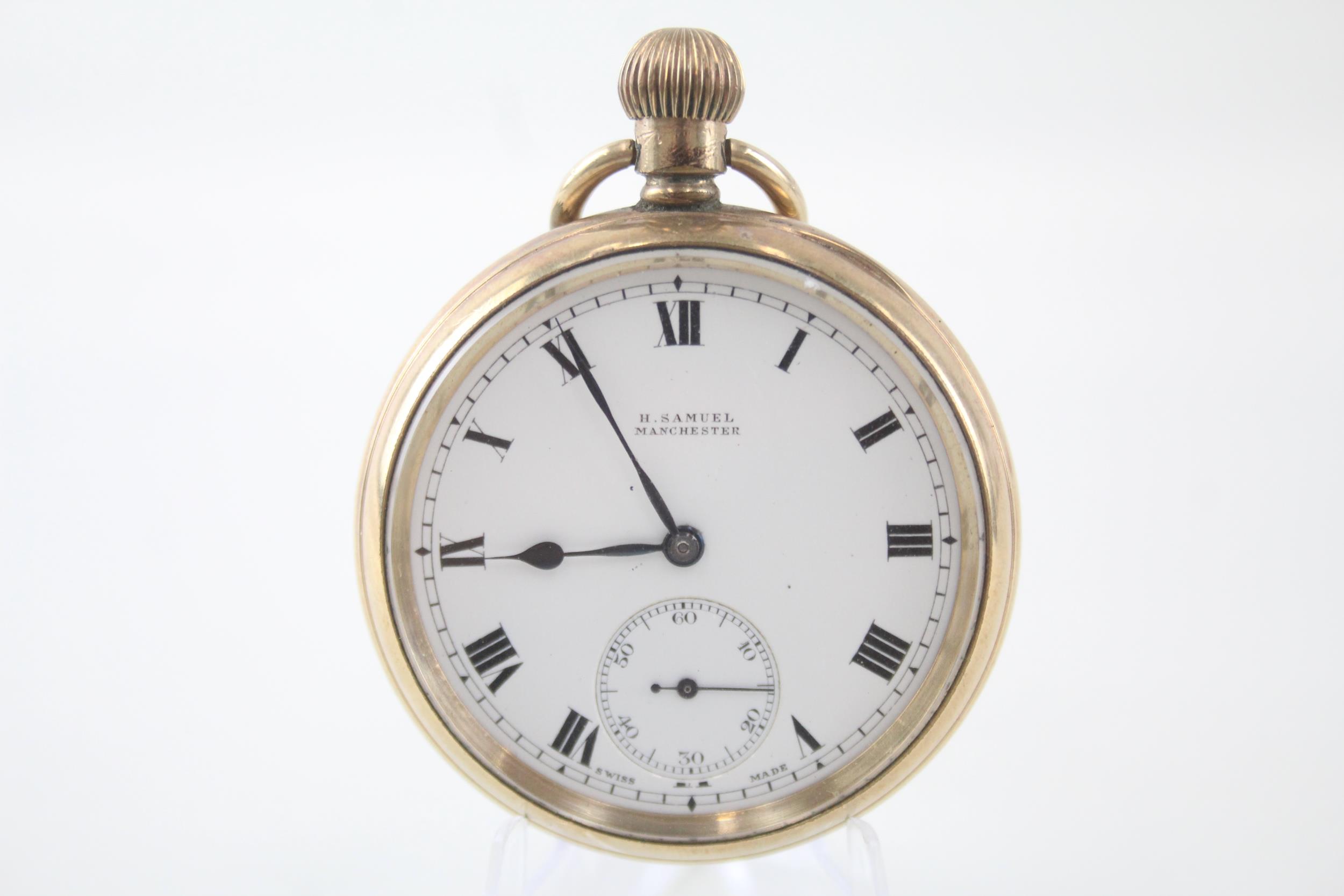 H. SAMUEL Gents Rolled Gold Open Face Pocket Watch Hand-wind WORKING - H. SAMUEL Gents Rolled Gold