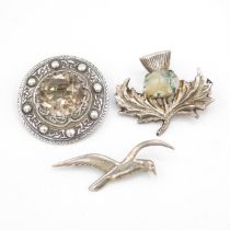 Three silver Scottish brooches including Ola Gorie (29g)