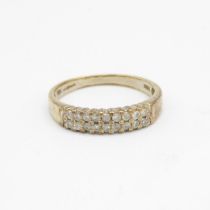 9ct gold two row diamond eternity ring, claw set Size N