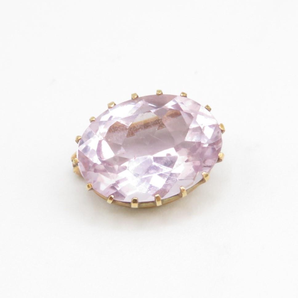 9ct gold antique oval amethyst single stone brooch