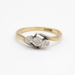9ct gold vintage diamond three stone ring Size P
