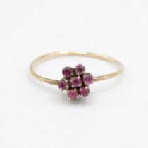 18ct gold ruby floral cluster ring with 12ct band Size N