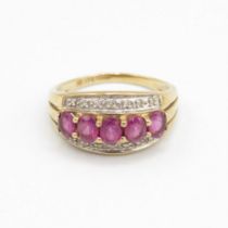 9ct gold oval cut purple garnet & diamond dress ring